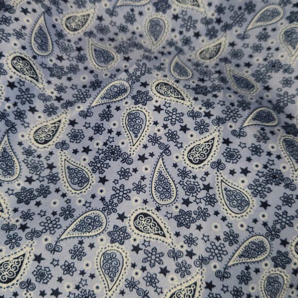 Attore Camicia Mens XXXL Long Sleeve Button Down Shirt Blue Paisley Flip Cuffs - Picture 4 of 11